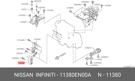 фото Nissan 11380-EN00A Подушка акпп | перед | Nissan 11380-EN00A Подушка акпп | перед |