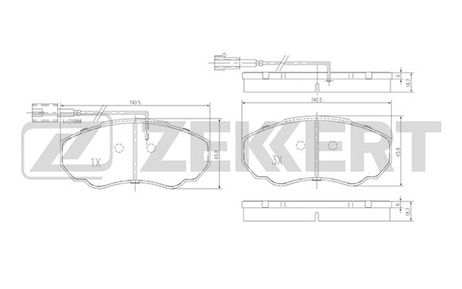 Zekkert BS-1460 Колодки торм. диск. передн. с датчиком Citroen Jumper (230,244,z) 94-, Fiat Ducato (230,244,z) 00-, Peugeot Boxer (230,244,z) 96-