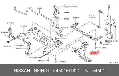 фото Nissan 54501-EL00D Рычаг подвески | перед лев | Nissan 54501-EL00D Рычаг подвески | перед лев |