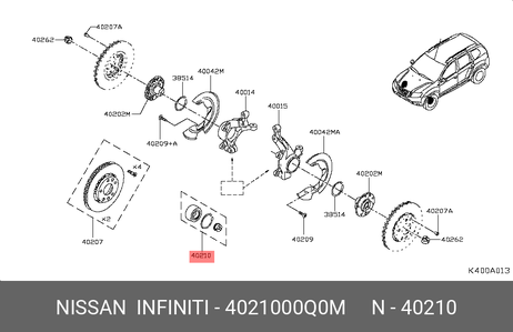 фото Nissan 40210-00Q0M Подшипник ступицы с | перед | Nissan 40210-00Q0M Подшипник ступицы с | перед |