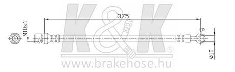 фото K&K FT0633 Шланг тормозной задний правый K&K FT0633 Шланг тормозной задний правый