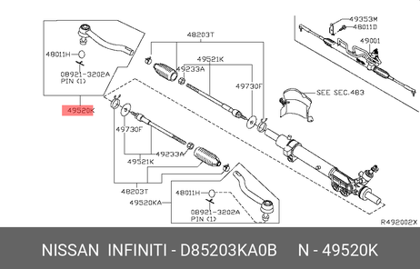 фото Nissan D8520-3KA0B Наконечник рулевой тяги | прав | Nissan D8520-3KA0B Наконечник рулевой тяги | прав |