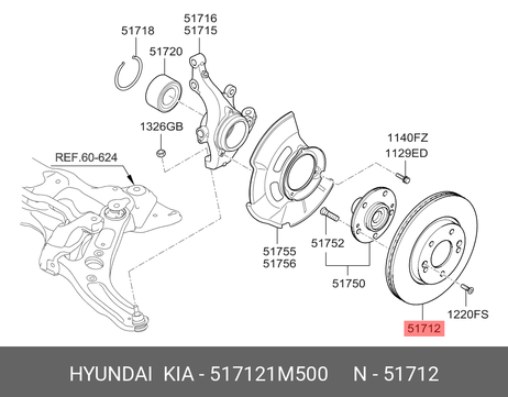 фото Hyundai/Kia 517121M500 Диск тормозной | перед | Hyundai/Kia 517121M500 Диск тормозной | перед |