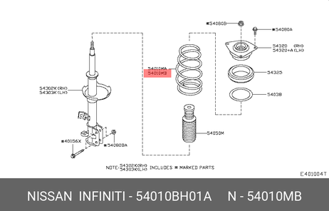 фото Nissan 54010-BH01A Пружина ходовой части | перед | Nissan 54010-BH01A Пружина ходовой части | перед |