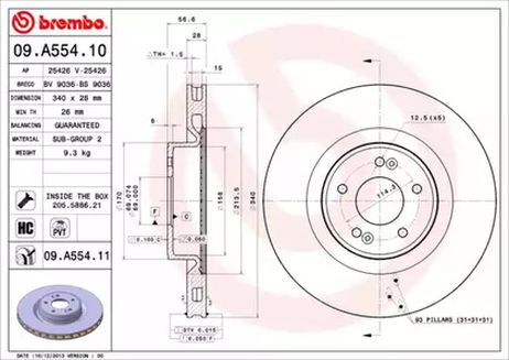 фото Brembo 09.A554.10 Снят,замена 09.a554.11 Диск тормозной | перед | Brembo 09.A554.10 Снят,замена 09.a554.11 Диск тормозной | перед |