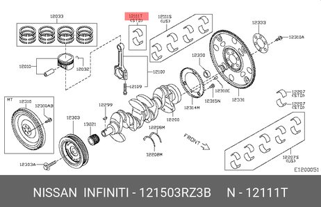 фото Nissan 12150-3RZ3B Подшипник bearing set-con Nissan 12150-3RZ3B Подшипник bearing set-con