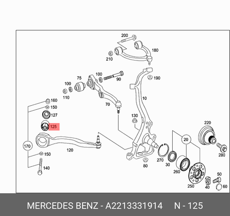 фото Mercedes 2213331914 Опора рычага подвески. | перед лев | Mercedes 2213331914 Опора рычага подвески. | перед лев |