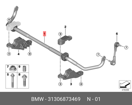 фото BMW 31306873469 Стабилизатор передний BMW 31306873469 Стабилизатор передний