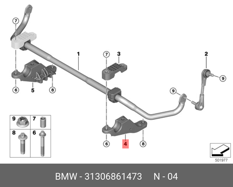 фото BMW 31306861473 Удерживающая скоба стабилизатора BMW 31306861473 Удерживающая скоба стабилизатора