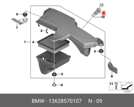 фото BMW 13628570107 Термоанемометрический расходомер воздуха BMW 13628570107 Термоанемометрический расходомер воздуха