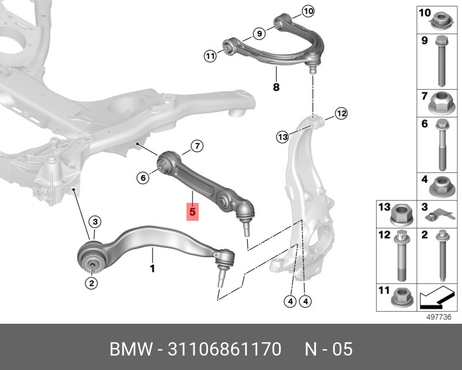 фото BMW 31106861170 Поперечный рычаг нижний | перед лев | BMW 31106861170 Поперечный рычаг нижний | перед лев |