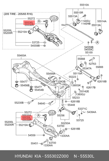 фото Hyundai/Kia 555302Z000 Стойка стабилизатора | зад прав/лев | Hyundai/Kia 555302Z000 Стойка стабилизатора | зад прав/лев |