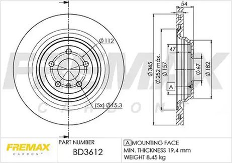 фото FREMAX BD-3612 Тормозной диск | зад | FREMAX BD-3612 Тормозной диск | зад |