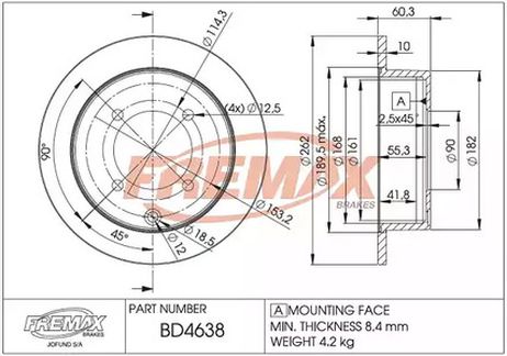 фото FREMAX BD-4638 Тормозной диск | зад | FREMAX BD-4638 Тормозной диск | зад |