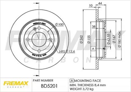 фото FREMAX BD-5201 Тормозной диск | зад | FREMAX BD-5201 Тормозной диск | зад |