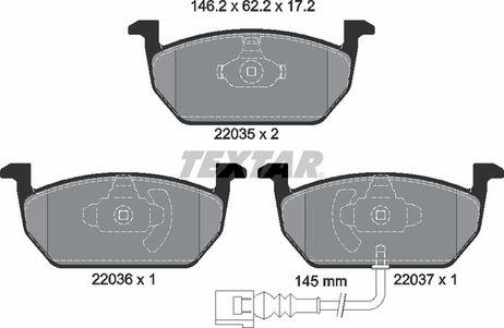 фото Textar 2203501 Колодки тормозные дисковые с противошумной пластиной Q+ | перед | Textar 2203501 Колодки тормозные дисковые с противошумной пластиной Q+ | перед |