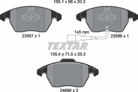фото Textar 2469602 Колодки тормозные дисковые с противошумной пластиной Q+ | перед | Textar 2469602 Колодки тормозные дисковые с противошумной пластиной Q+ | перед |
