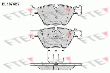 фото FTE BL1874B2 Комплект тормозных колодок, дисковый тормоз | перед | FTE BL1874B2 Комплект тормозных колодок, дисковый тормоз | перед |