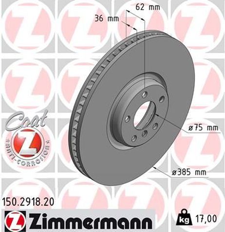 Zimmermann 150.2918.20 Тормозной диск | перед |