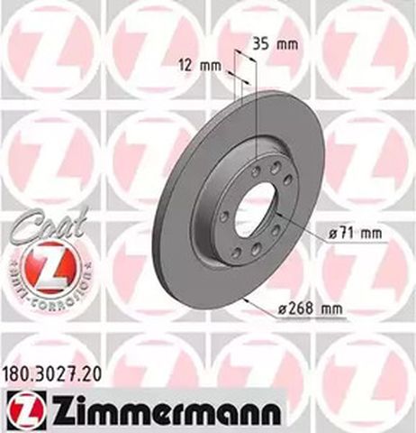 фото Zimmermann 180.3027.20 Тормозной диск | зад | Zimmermann 180.3027.20 Тормозной диск | зад |