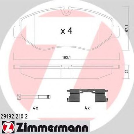 фото Zimmermann 29192.210.2 Колодки тормозные дисковые | перед | Zimmermann 29192.210.2 Колодки тормозные дисковые | перед |