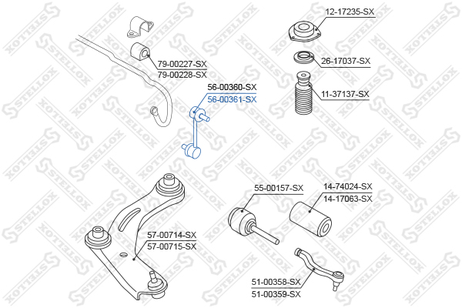 фото Stellox 56-00361-SX Тяга стабилиз. пер. п. Nissan Qashqai J1 | перед прав | Stellox 56-00361-SX Тяга стабилиз. пер. п. Nissan Qashqai J1 | перед прав |