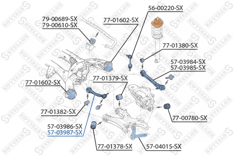 Stellox 57-03987-SX Рычаг задней подвески верх. правый BMW