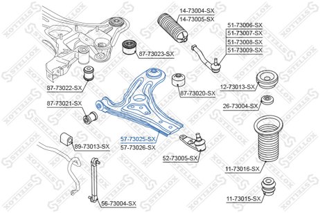 фото Stellox 57-73025-SX Рычаг л. Daewoo Kalos 02> | перед лев | Stellox 57-73025-SX Рычаг л. Daewoo Kalos 02> | перед лев |