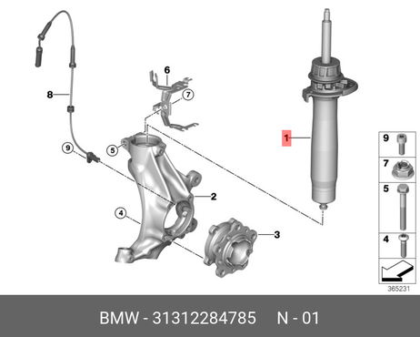 фото BMW 31312284785 Амортизационная стойка л Пд BMW 31312284785 Амортизационная стойка л Пд