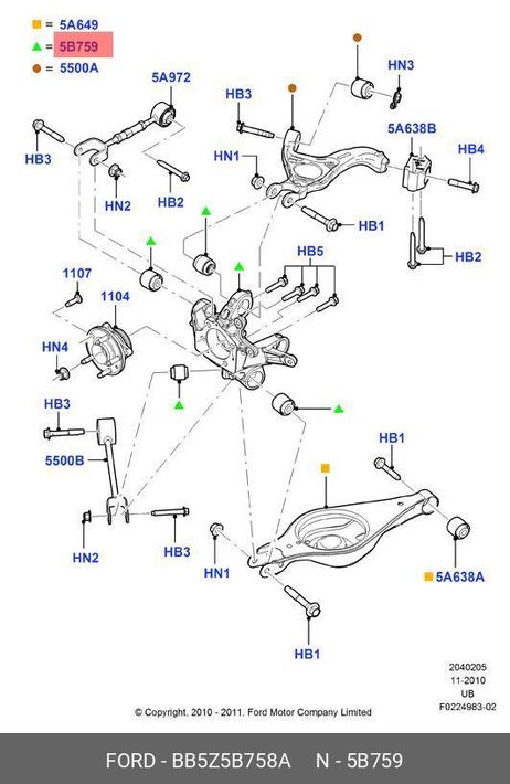 Ford BB5Z5B758A Сайлентблок рычага подвески | зад |