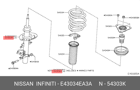 фото Nissan E4303-4EA3A Амортизатор | перед лев | Nissan E4303-4EA3A Амортизатор | перед лев |