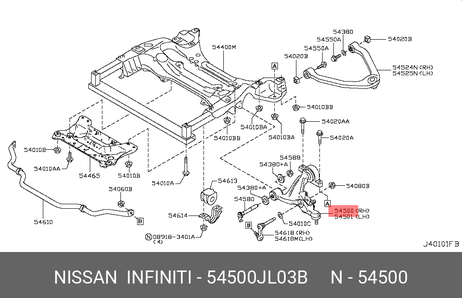 фото Nissan 54500-JL03B Рычаг подвески | перед прав | Nissan 54500-JL03B Рычаг подвески | перед прав |