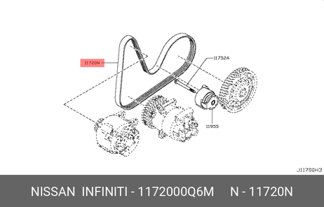 фото Nissan 11720-00Q6M Ремень поликлиновый Nissan 11720-00Q6M Ремень поликлиновый