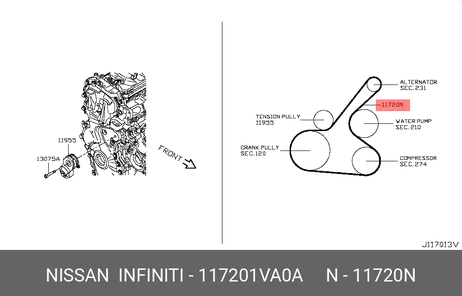 фото Nissan 11720-1VA0A Ремень поликлиновый Nissan 11720-1VA0A Ремень поликлиновый