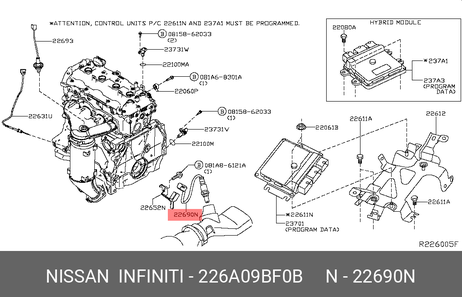 фото Nissan 226A0-9BF0B Датчик кислородный Nissan 226A0-9BF0B Датчик кислородный