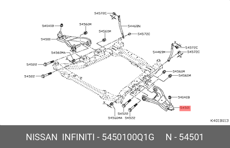 фото Nissan 54501-00Q1G Рычаг подвески | перед лев | Nissan 54501-00Q1G Рычаг подвески | перед лев |