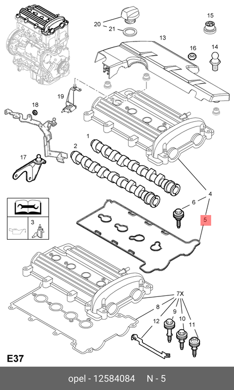 фото Opel 12584084 Прокладка крышки клапанов Opel 12584084 Прокладка крышки клапанов