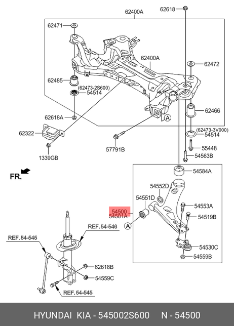 фото Hyundai/Kia 545002S600 Рычаг подвески | перед лев | Hyundai/Kia 545002S600 Рычаг подвески | перед лев |