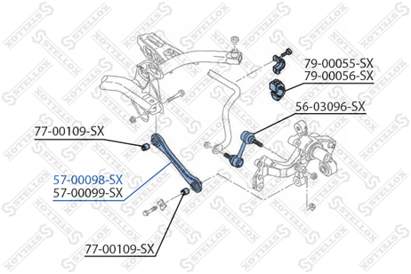фото Stellox 57-00098-SX Рычаг нижн. зад. л. Audi A3 03> | лев | Stellox 57-00098-SX Рычаг нижн. зад. л. Audi A3 03> | лев |