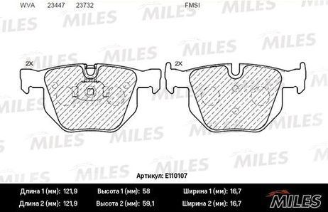 Miles E110107 Колодки тормозные дисковые | перед |