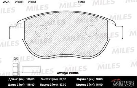 Miles E100115 Колодки тормозные citroen c4/berlingo/fiat doblo/peugeot 307/partner передние
