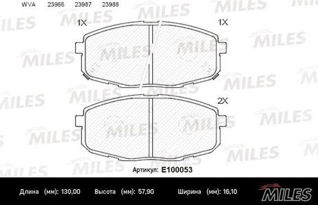 Miles E100053 Колодки тормозные hyundai i30 07-/kia сeed 07-/carens 02- передние