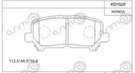 фото Asimco KD1529 Колодки тормозные дисковые | зад | Asimco KD1529 Колодки тормозные дисковые | зад |
