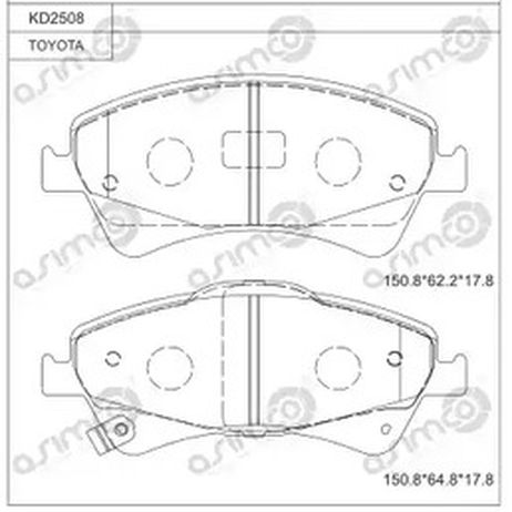 фото Asimco KD2508 Колодки тормозные дисковые |перед| Asimco KD2508 Колодки тормозные дисковые |перед|