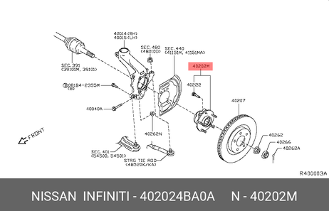 фото Nissan 40202-4BA0A Ступица колеса | перед | ( 402024cm0a ) Nissan 40202-4BA0A Ступица колеса | перед | ( 402024cm0a )