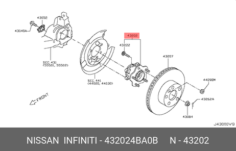 фото Nissan 43202-4BA0B Ступица колеса | зад лев | Nissan 43202-4BA0B Ступица колеса | зад лев |
