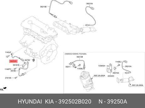 фото Hyundai/Kia 392502B020 Переключатель (датчик) детонации двигателя Hyundai/Kia 392502B020 Переключатель (датчик) детонации двигателя