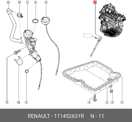 фото Renault 111452631R Датчик уровня масла ДВС (резист) Renault 111452631R Датчик уровня масла ДВС (резист)