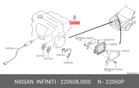фото Nissan 22060-8J000 датчик детонации Nissan 22060-8J000 датчик детонации