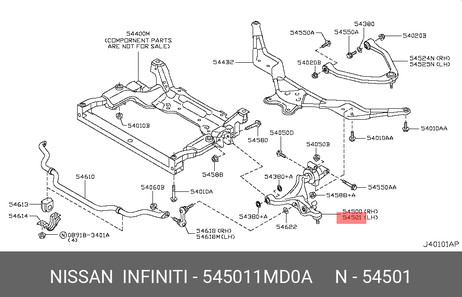 фото Nissan 54501-1MD0A Рычаг подвески | перед лев | Nissan 54501-1MD0A Рычаг подвески | перед лев |